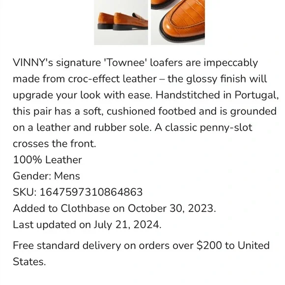 Men’s Vinny’s “Townee” leather crocodile brown loafers Sz 40 - Picture 4 of 12